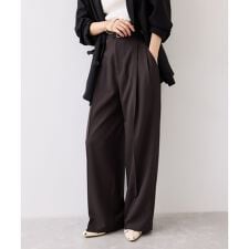 ベルトディティールタックワイドパンツ/イージーケア・接触冷感