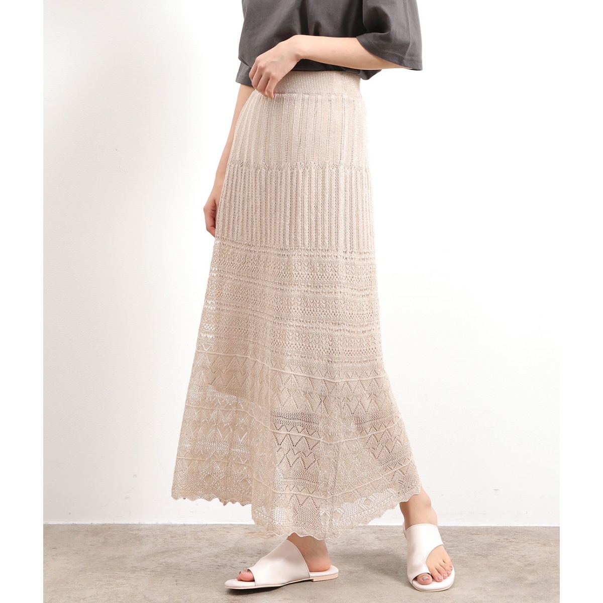 柄編みラメナロースカート | ビス(VIS) | BVC10330 | ファッション通販