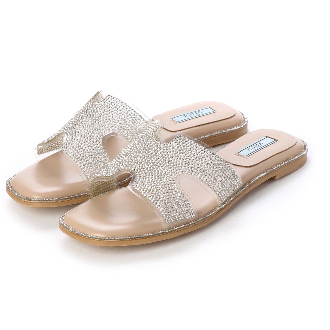 EVOL スクエアストラップサンダル ベージュ Mサイズ EVOL⁄イーボルスクエアサンダル IO9238 （ベージュエナメル