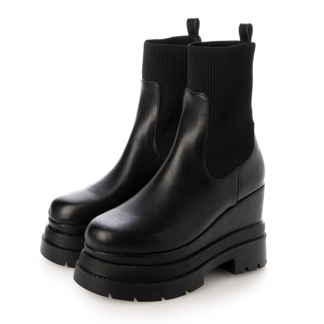 25秋冬新作】 【ふかふか・クッション入り】11cmニットショートブーツ