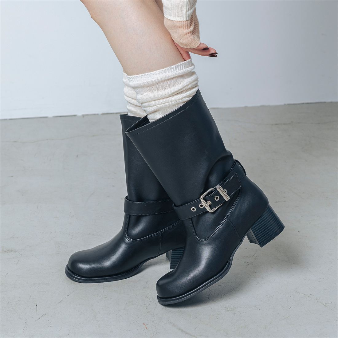 25秋冬新作】 【S-LLサイズ展開・ふかふか】ミドルエンジニアブーツ