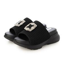 【26春夏新作】 【軽量・ふかふか】超軽量ニットビジューバックルスポーツサンダル JA4012