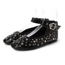 【26春夏新作】 【クッション入り】2WAYスタッズアンクルストラップフラットパンプス JA4000