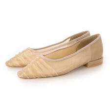 【26春夏新作】 【クッション入り】2WAYソフトギャザーチュールフラットパンプス JA5999