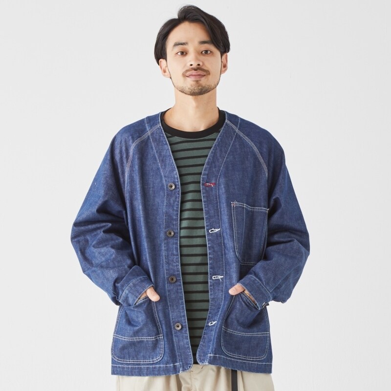 エンジニアードガーメンツノーカラーショップコートジャケット