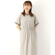 【大人カジュアル】ストレッチ ナイロン リブ ワンピース