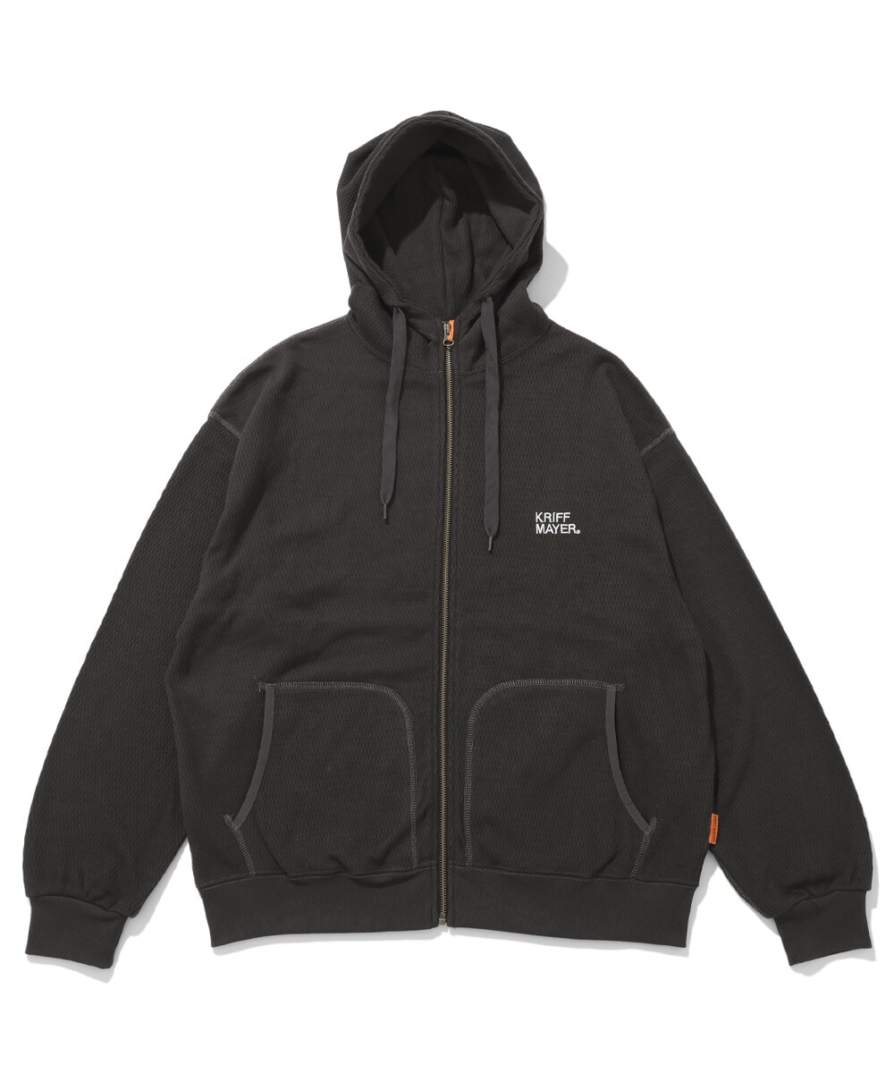 【ロングシーズン着れる！】ハニカム ワッフル ジップ パーカー