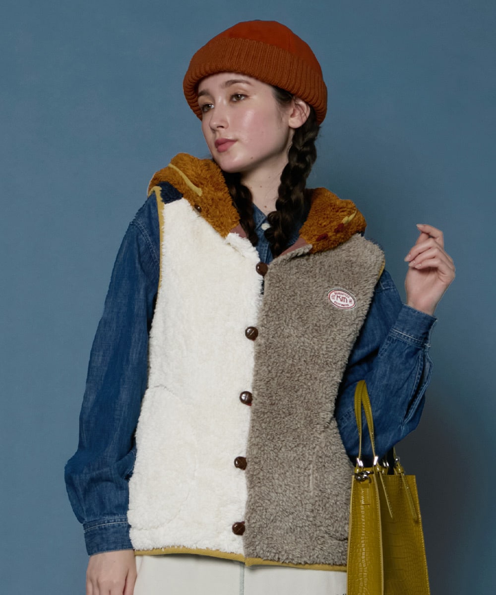 fennelドットキルティングジップベスト フェンネル FENNEL ドットキルティングジップベスト （ブラック