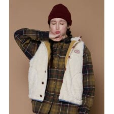 【軽くて暖かい！】シャギーボア ボタン フード ベスト