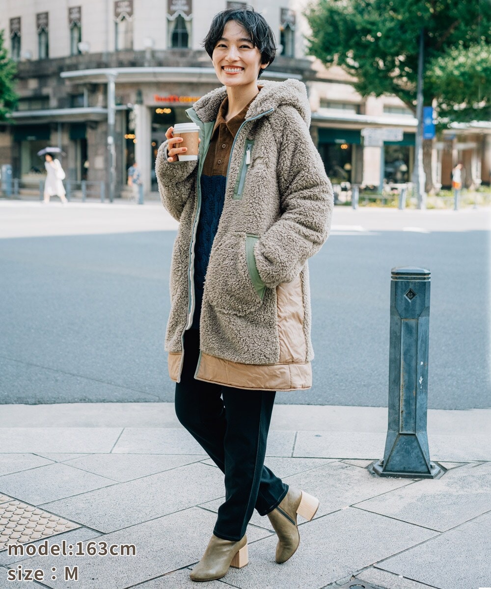 軽くて暖かい！】シャギーボア ロング フード ジャケット | クリフ