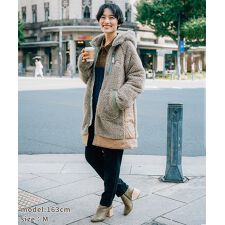 クリフメイヤー(KRIFF MAYER)の【軽くて暖かい！】シャギーボア ロング フード ジャケット