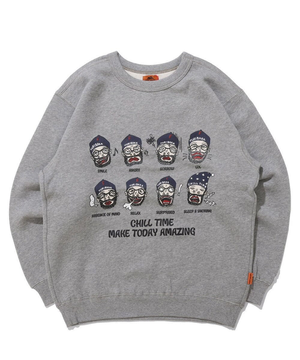 【裏起毛で暖かい！】チルタイム 裏起毛 クルー スウェット 顔