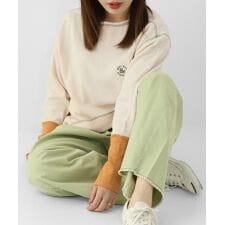 【大人カジュアル】ハニカムワッフル 袖切替 ロンＴ