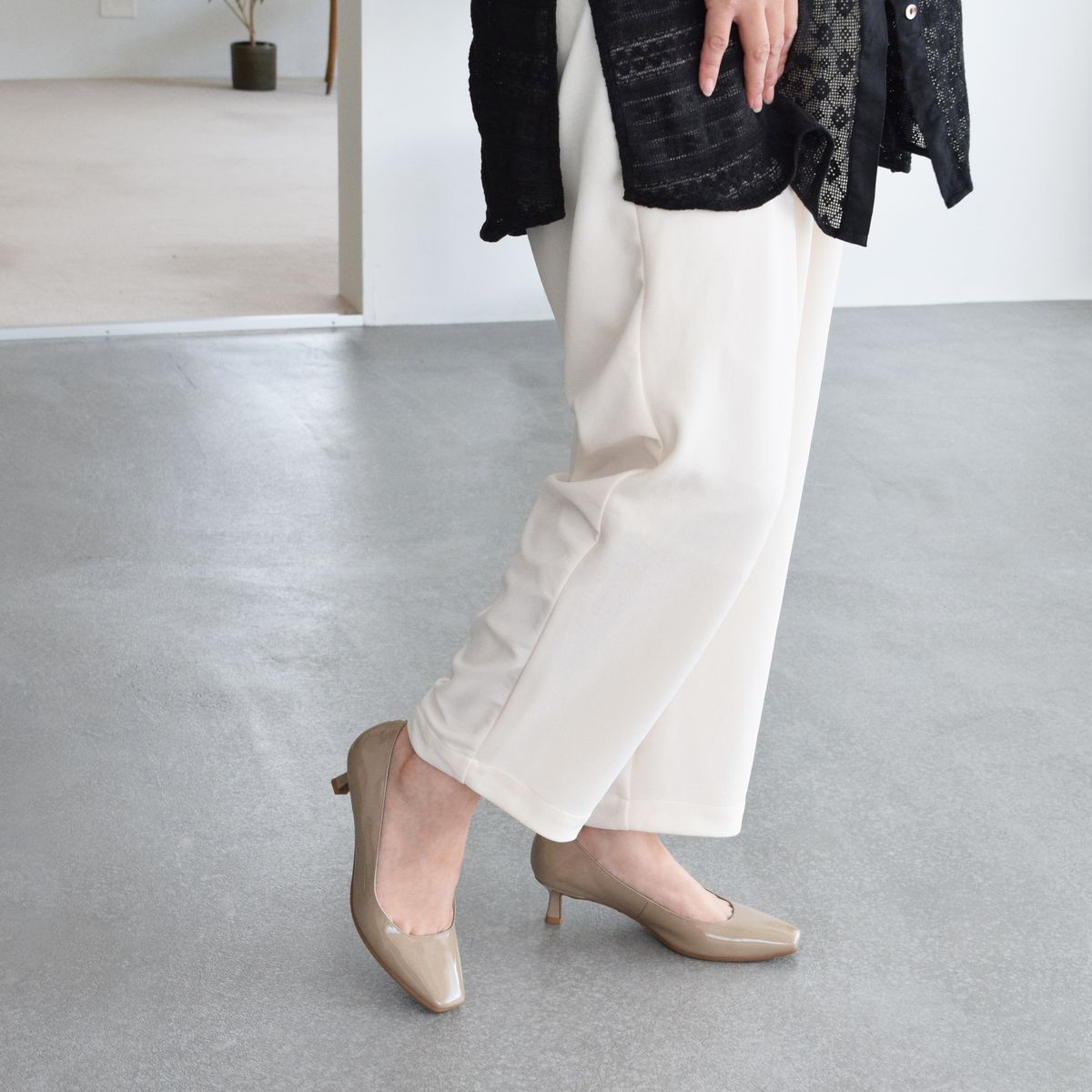 PARADIS COULEUR◇4.5cmヒール◇スクエアトウプレーンパンプス