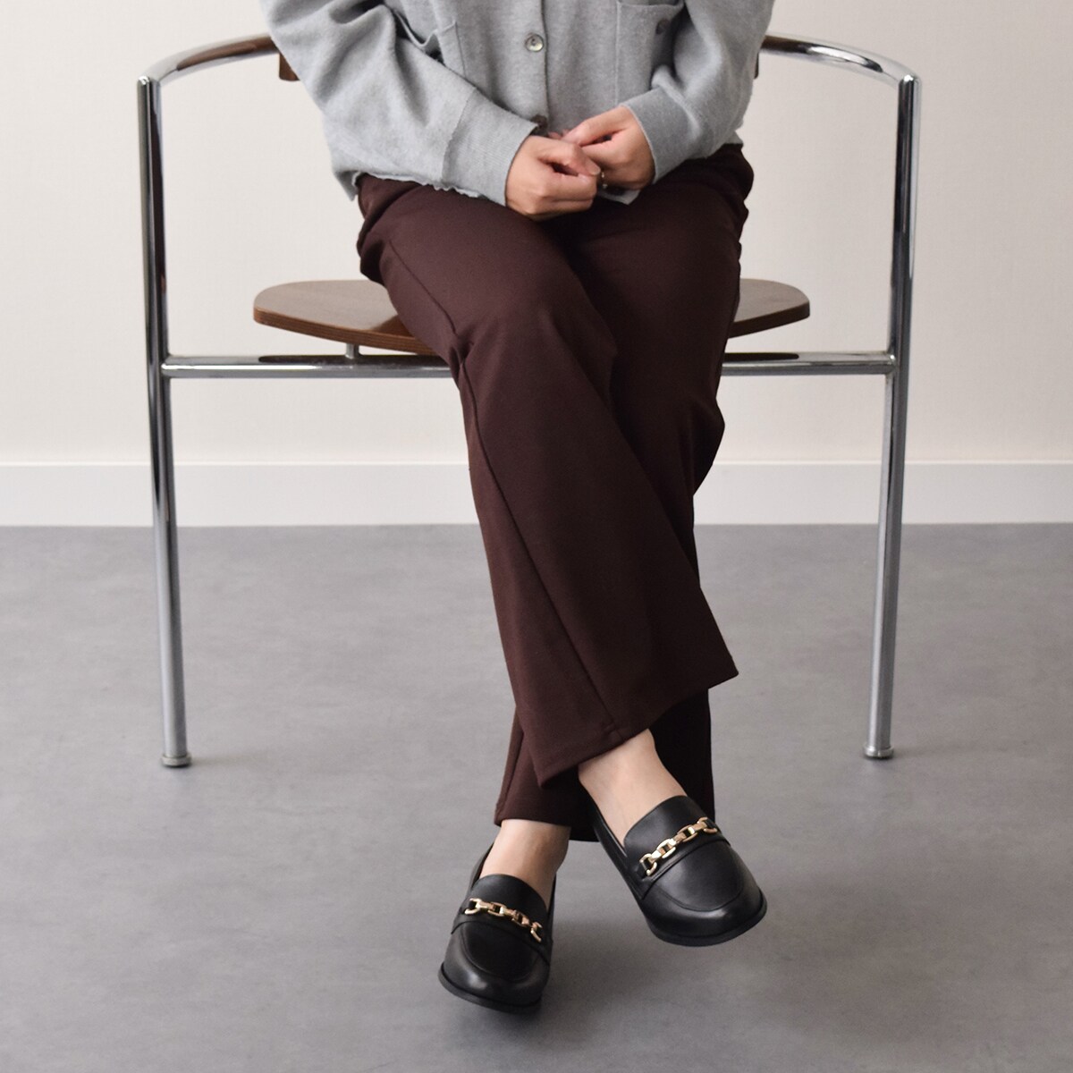 PARADIS COULEUR◇2cmヒール◇ラウンドトウチェーンローファー