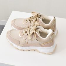 PARADIS COULEUR◆4.5cmヒール◆晴雨兼用異素材コンビワントーンスニーカー