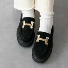 パラディクルール(PARADIS COULEUR)の25秋冬新作◆PARADIS COULEUR◆3.5cmヒール◆メタルオーナメント撥水ローファー