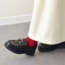 25秋冬新作◆PARADIS COULEUR◆3cmヒール◆防滑ソール撥水チェーンローファー