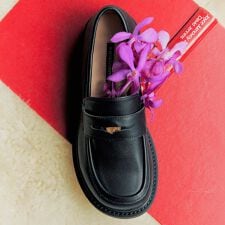 25秋冬新作◆PARADIS COULEUR◆2.5cmヒール◆オブリークトウ撥水ペニーローファー