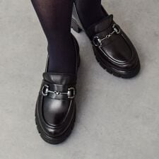 25秋冬新作◆PARADIS COULEUR◆5.5cmヒール◆トラックソールビットローファー