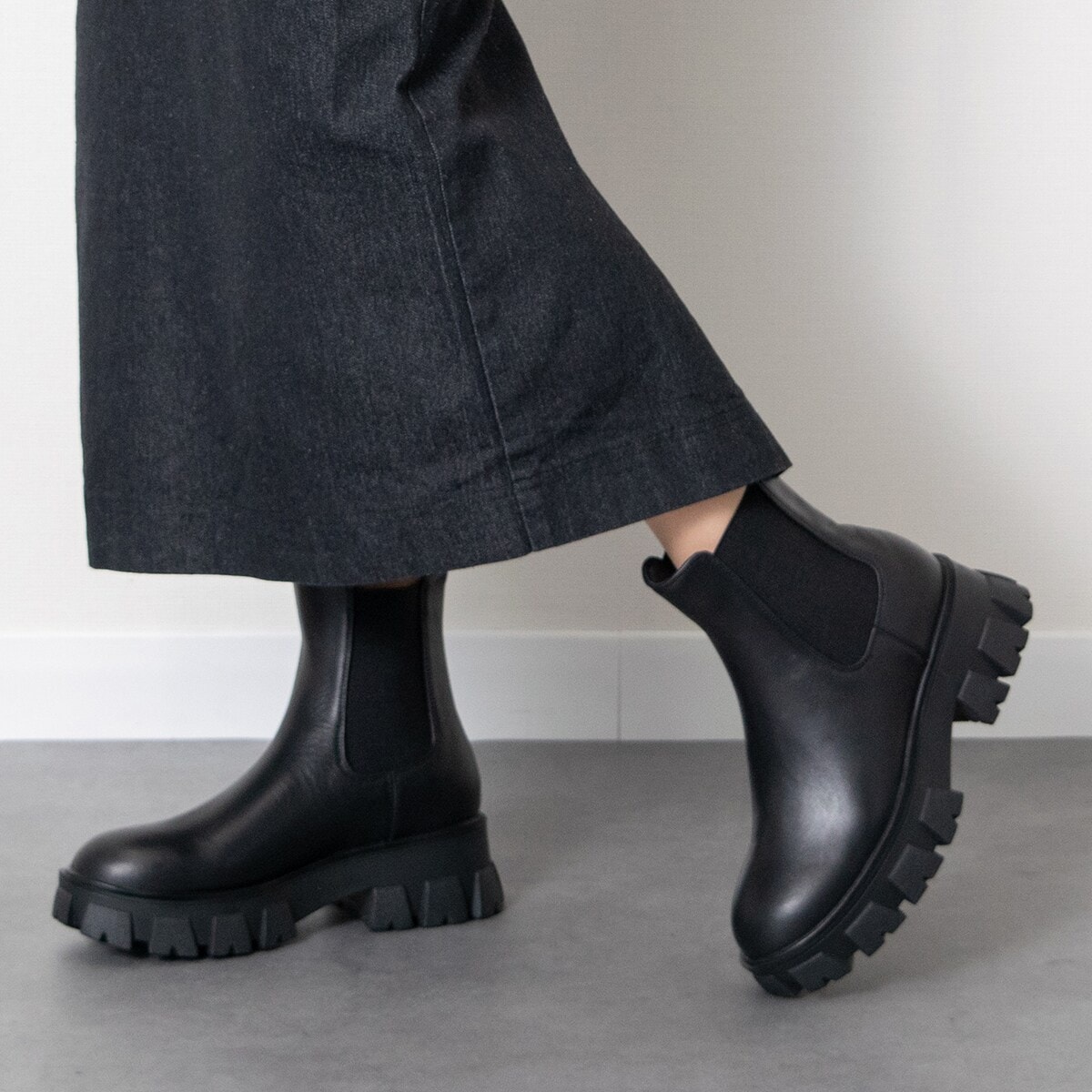 パラディクルール（PARADIS COULEUR）/25秋冬新作◆PARADIS COULEUR◆5．5cmヒール防滑トラックソール撥水サイドゴアブーツ 25秋冬新作◇PARADIS COULEUR◇5.5cmヒール防滑トラックソール撥水