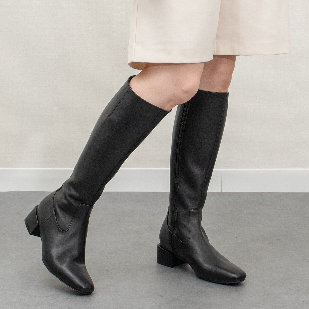 25秋冬新作◇PARADIS COULEUR◇5.5cmヒールスクエアトウ撥水ストレッチ