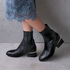 パラディクルール(PARADIS COULEUR)のPARADIS COULEUR◆4.5cmヒール◆パールヒールストレッチショートブーツ