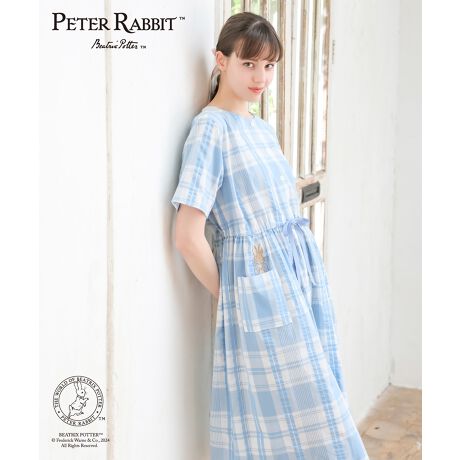 W)24ストレッチシャギータータンチェック 長袖ワンピース 奥深く