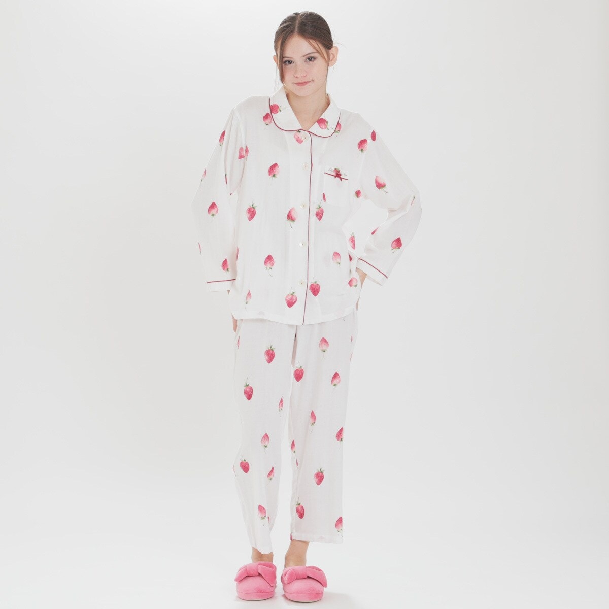 ナルエー（narue）/ルームウェア　 コットンWガーゼいちご ﾙｰﾑｳｴｱ ｺｯﾄﾝWｶﾞｰｾﾞいちご ﾊﾟｼﾞｬﾏ | ナルエー(narue) | マルイウェブ