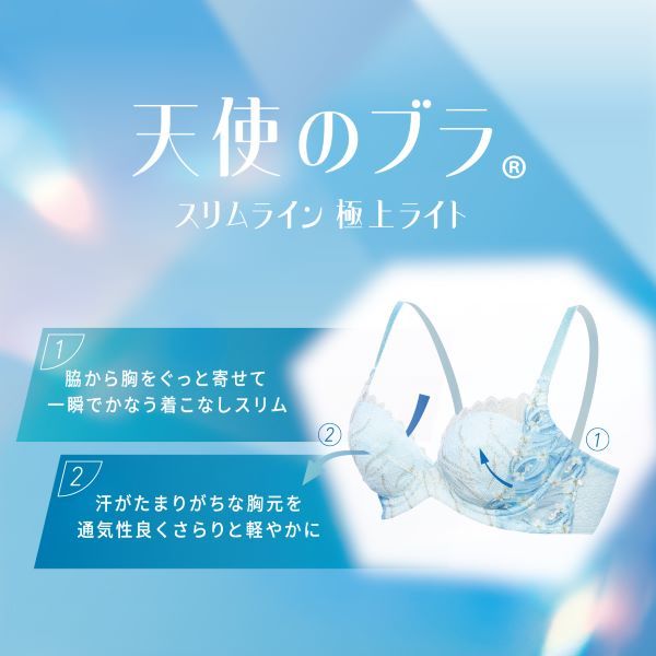 トリンプ 天使のブラ スリムライン 極上ライト594 ブルー E70