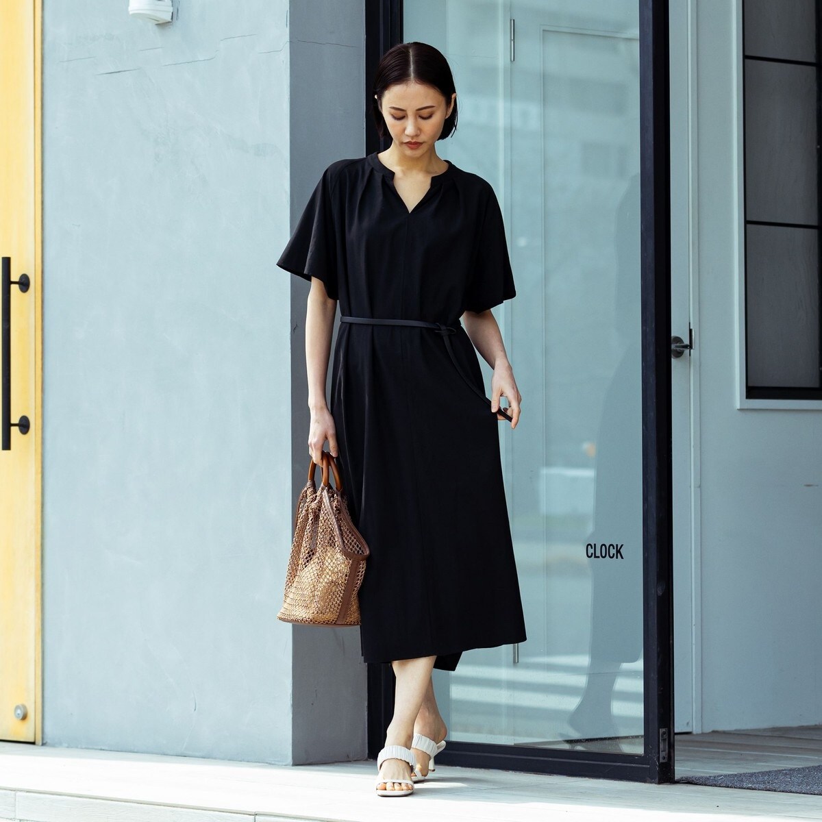 ドライタッチフレアワンピース 洗濯機で洗える 付属ベルト付き ロートレアモン Infolaw