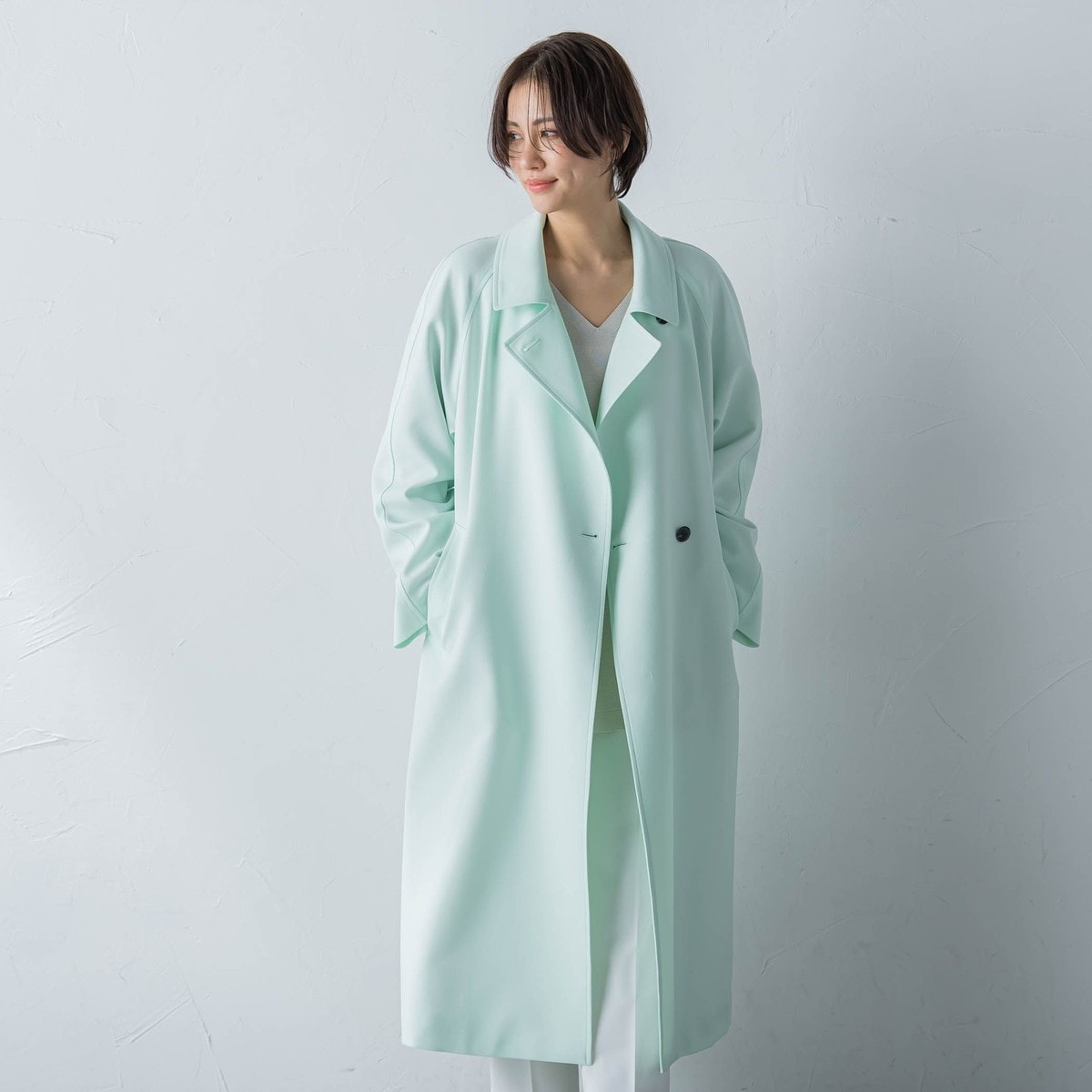 追加》W/Nyモッサステンカラーショートコート | スピック