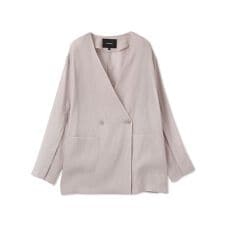 【WEB＆一部店舗限定】麻調シアーノーカラージャケット≪洗濯機で洗える≫
