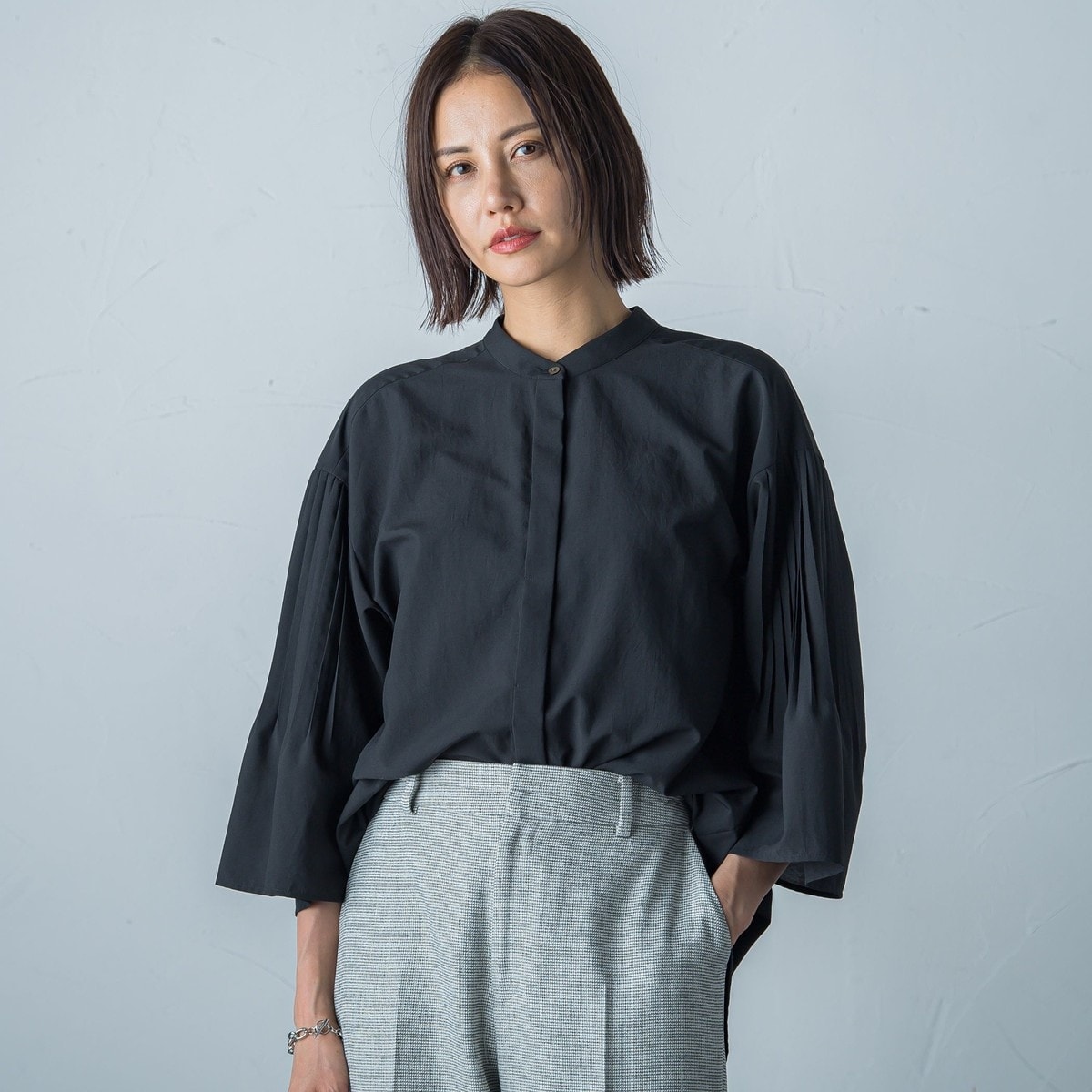 シアープリーツチュニックブラウス≪洗濯機で洗える≫
