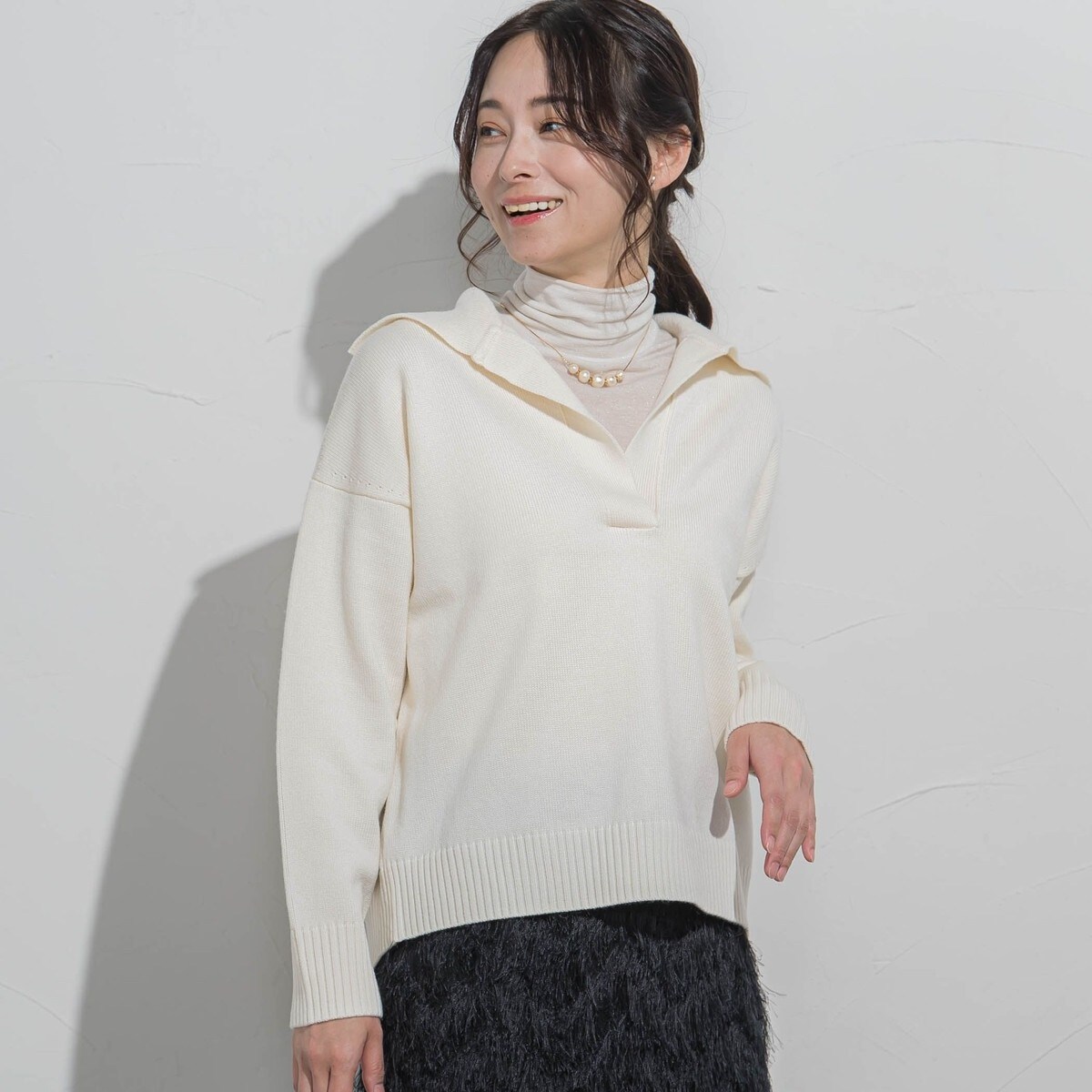 スキッパーポロニット≪手洗い可能≫ スキッパーポロニット≪手洗い可能≫ | ロートレアモン