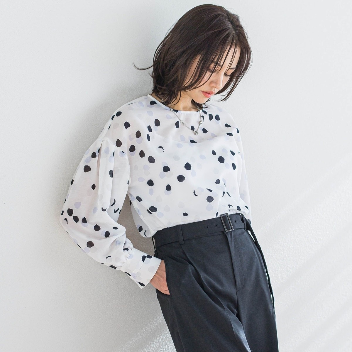 CONN コン ビショップスリーブブラウス ブルー WOMEN シャツ・ブラウス