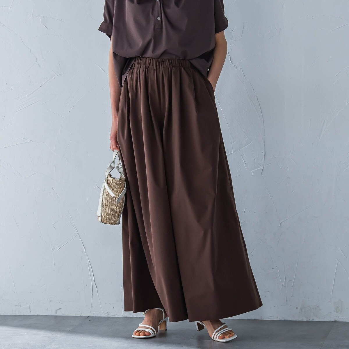 晴れ軽】撥水UVワイドパンツ≪UV/接触冷感/撥水性/洗濯機で洗える