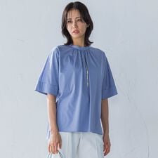 クールタッチギャザーネックカットソー≪洗濯機で洗える≫