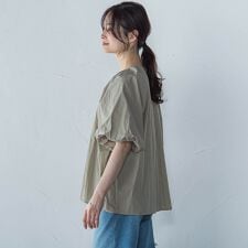 一部店舗限定販売】ワッシャーボリュームスリーブブラウス≪手洗い可能 