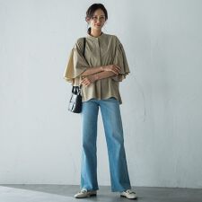 【JAPAN BLUE JEANS】デニムワイドパンツ≪洗濯機で洗える≫