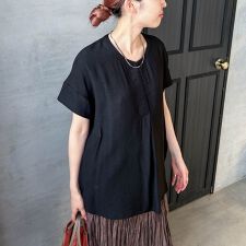 【WEB限定】スラブクロスVネックブラウス ≪手洗い可能≫