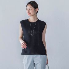 綿麻ラッセルノースリーブカットソー≪手洗い可能≫