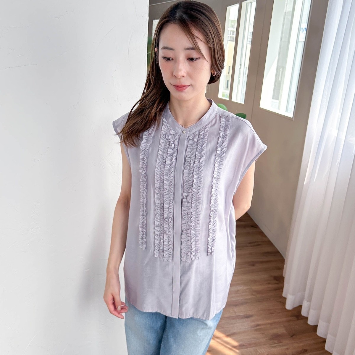 LAUTREAMONT / ロートレアモン 【WEB限定】ノースリーブフロントフリルブラウス≪手洗い可能≫ WEB限定】ノースリーブフロントフリルブラウス≪手洗い可能