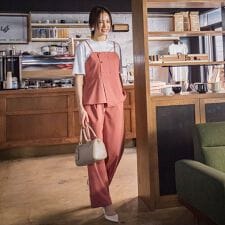 サテンコードワイドパンツ≪セットアップ対応/洗濯機で洗える≫