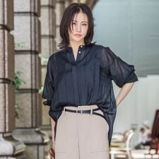 シアーブライト フロントタックブラウス≪手洗い可能≫