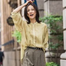 シアーブライト フロントタックブラウス≪手洗い可能≫