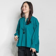 キーネックエアリータックブラウス ≪接触冷感/洗濯機で洗える≫