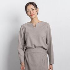 両面起毛キーネックブラウス＜WEB限定11号サイズ＞