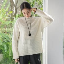 ロートレアモン(LAUTREAMONT)の刺繍トリムハイネックニット≪洗える≫