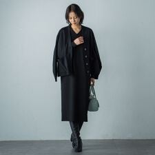 【WEB限定】Vネックニットワンピース≪丈長めあり/手洗い可能≫